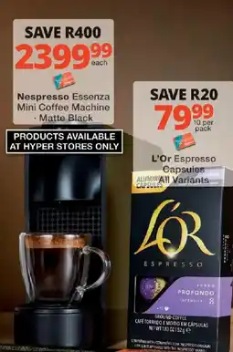 Checkers Nespresso Essenza Mini Coffee Machine Matte Black offer