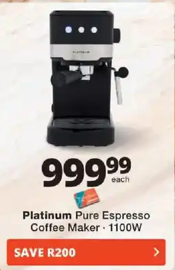 Checkers Platinum Pure Espresso Coffee Maker offer
