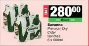 Spar Tops Savanna Premium Dry Cider Handies-For 2 x 6 x 500ml offer
