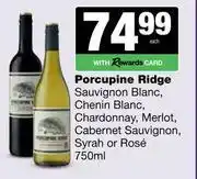 Spar Tops Porcupine Ridge Sauvignon,Chenin,Chardonnay,Merlot,Cabernet Sauvignon,Syrah Or Rose-750ml offer