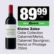 Spar Tops Kleine Zalze Cellar Collection Cabernet/Merlot Sauvignon, Merlot Or Pinotage-750ml offer
