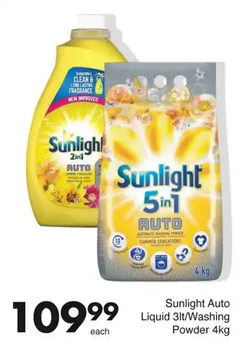 Save Sunlight Auto Liquid /Washing Powder offer