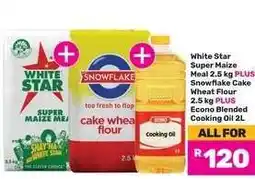 Game White Star Super Maize Meal, Snowflake Cake Wheat Flour, Econo Blended Cooking Oil offer