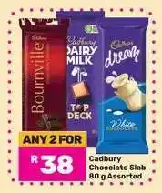 Game Cadbury Chocolate Slab 80 g Assorted offer
