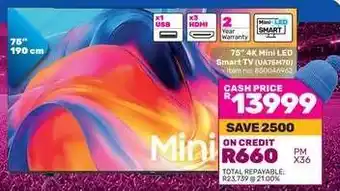 Game 75 4K Mini LED Smart TV (UA75M70) offer