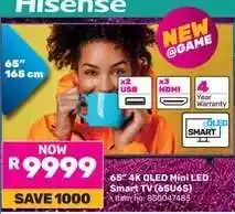 Game Hisense 65 4K QLED Mini LED Smart TV (65U6S) offer