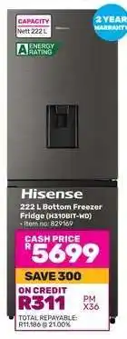 Game Hisense 222L Bottom Freezer Fridge (H310BIT-WD) offer