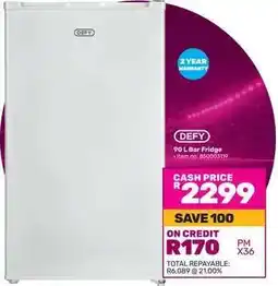 Game DEFY 90 L Bar Fridge offer