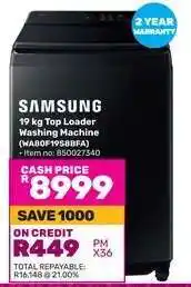 Game Samsung 19 kg Top Loader Washing Machine (WA80F19S8BFA) offer