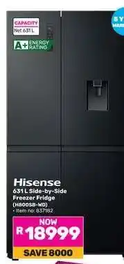 Game Hisense 631 L Side-by-Side Freezer Fridge (H800SB-WD) offer