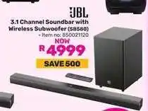 Game JBL 3.1 Channel Soundbar with Wireless Subwoofer (SB580) offer