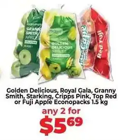 Food Lover's Market Golden Delicious, Royal Gala, Granny Smith, Starking, Cripps Pink, Top Red or Fuji Apple Econopacks offer