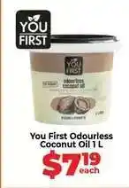 Food Lover's Market You First Odourless Coconut Oil 1 L offer