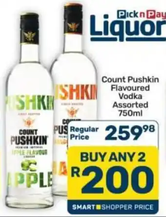 Pick n Pay Hypermarket Count Pushkin Flavoured Vodka Assorted offer