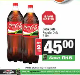 Spar Coca Cola Regular Only 2 litre offer