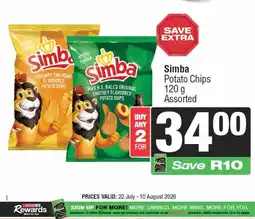 Spar Simba Potato Chips Assorted offer
