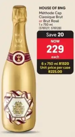 Makro’s liquor HOUSE OF BNG Méthode Cap Classique Brut or Brut Rosé offer