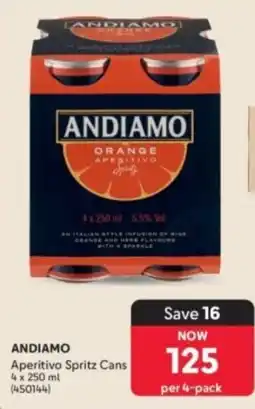 Makro’s liquor ANDIAMO Aperitivo Spritz Cans offer