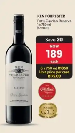 Makro’s liquor KEN FORRESTER Pat's Garden Reserve offer