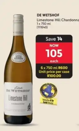 Makro’s liquor De Wetshof Limestone Hill Chardonnay offer