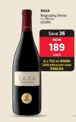 Makro’s liquor RAKA Biography Shiraz offer