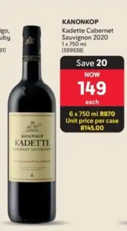 Makro’s liquor Kanonkop Kadette Cabernet Sauvignon 2020 offer