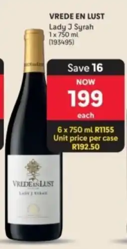 Makro’s liquor VREDE EN LUST Lady J Syrah offer