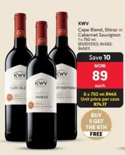 Makro’s liquor KWV Cape Blend Shiraz or Cabernet Sauvignon offer
