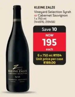 Makro’s liquor Kleine Zalze Vineyard Selection Syrah offer