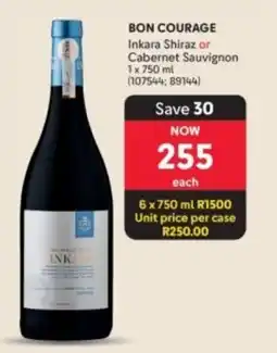 Makro’s liquor Bon Courage Inkara Shiraz or Cabernet Sauvignon offer
