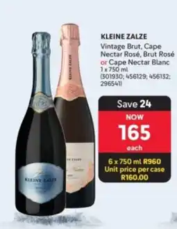 Makro’s liquor Kleine Zalze Vintage Brut, Cape Nectar Rosé, Brut Rosé or Cape Nectar Blanc offer