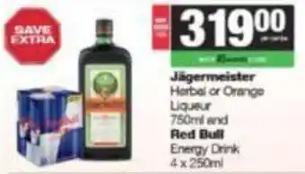 Jägermeister Herbal or Orange Liqueur and Red Bull Energy Drink