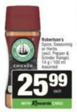SuperSpar Robertson's Spice, Seasoning or Herbs Assorted offer