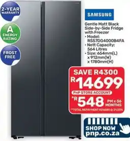 Pick n Pay Hypermarket Samsung Gentle Matt Black Side-by-Side Fridge with Freezer offer