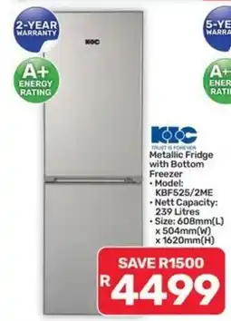 Pick n Pay Hypermarket KOC Metallic Fridge with Bottom Freezer offer