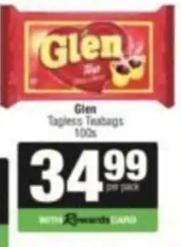 Spar Glen Tagless Teabags offer