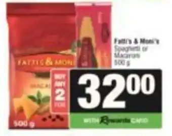 SuperSpar Fatti's & Moni's Spaghetti or Macaroni offer