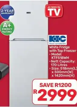 Pick n Pay Hypermarket KOC White Fridge with Top Freezer offer