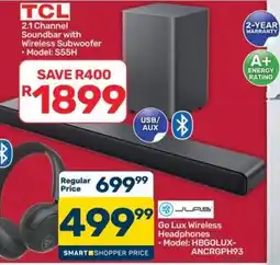 Pick n Pay Hypermarket TCL 2.1 Channel Soundbar with Wireless Subwoofer offer