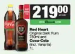 SuperSpar Red Heart Original Dark Rum and Coca-Cola offer