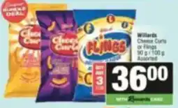 Spar Willards Cheese Curls or Flings Assorted offer