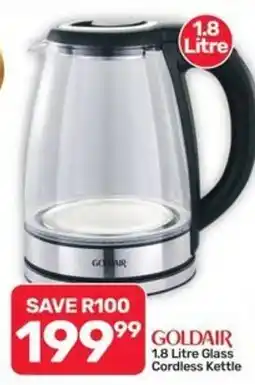 Pick n Pay Hypermarket GOLDAIR 1.8 Litre Glass Cordless Kettle offer