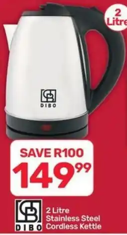 Pick n Pay Hypermarket 2 Litre Stainless Steel Cordless Kettle offer