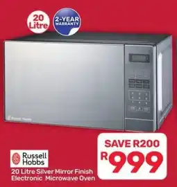 Pick n Pay Hypermarket Russell Hobbs 20 Litre Silver Mirror Finish Electronic Microwave Oven offer
