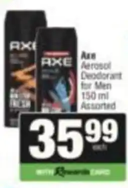 Spar Axe Aerosol Deodorant for Men Assorted offer