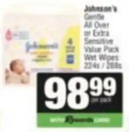 Spar Johnson's Gentle All Over or Extra Sensitive Value Pack Wet Wipes offer