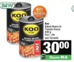 KwikSpar Koo Baked Beans in Tomato Sauce offer