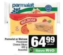 KwikSpar Parmalat or Melrose Processed Cheese Slices Assorted offer