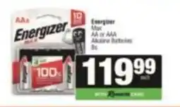 Spar Energizer Max AA or AAA Alkaline Batteries offer