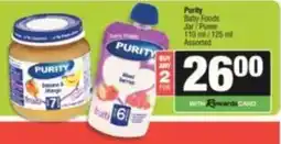 Spar Purity Baby Foods Jar Puree Assorted offer